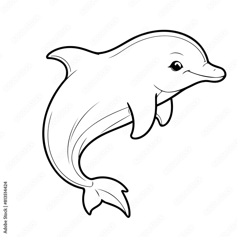 Vector illustration of a cute dolphin doodle for kids colouring page Vector illustration of a cute dolphin doodle for kids colouring page