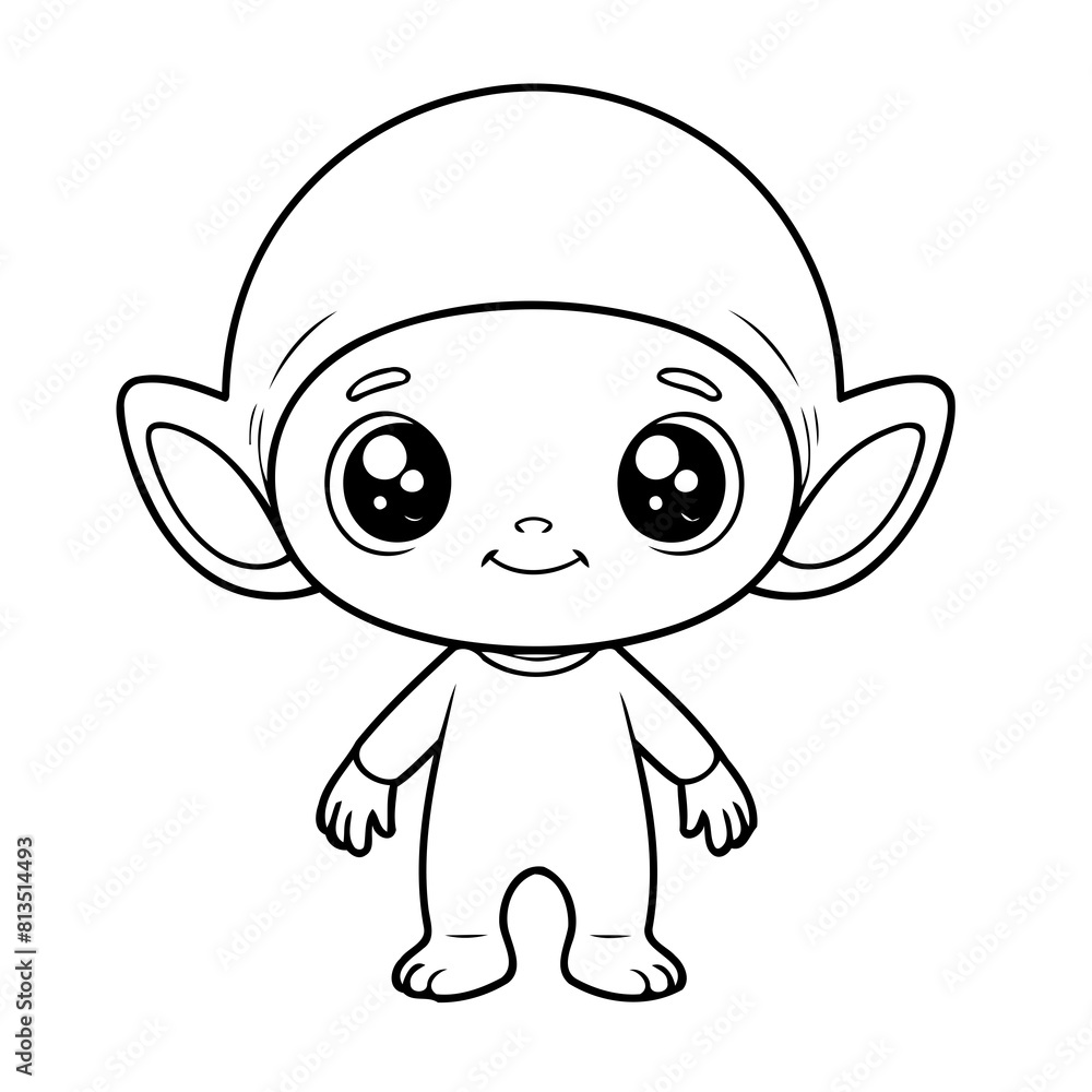 Fototapeta premium Cute vector illustration friendly drawing for kids colouring activity