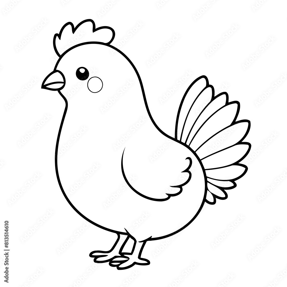 Simple vector illustration of hen drawing for children page Simple vector illustration of hen drawing for children page