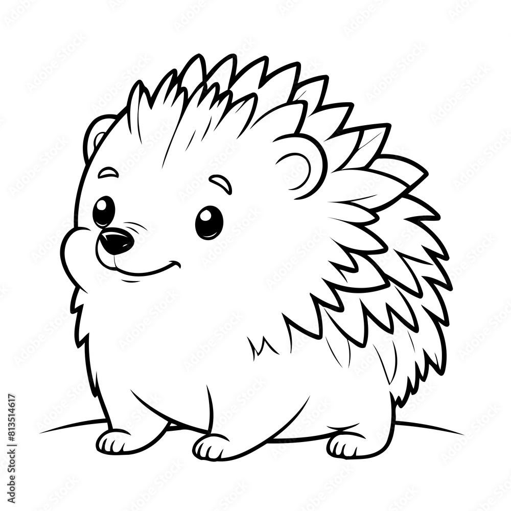 Simple vector illustration of hedgehog drawing for toddlers book Simple vector illustration of hedgehog drawing for toddlers book