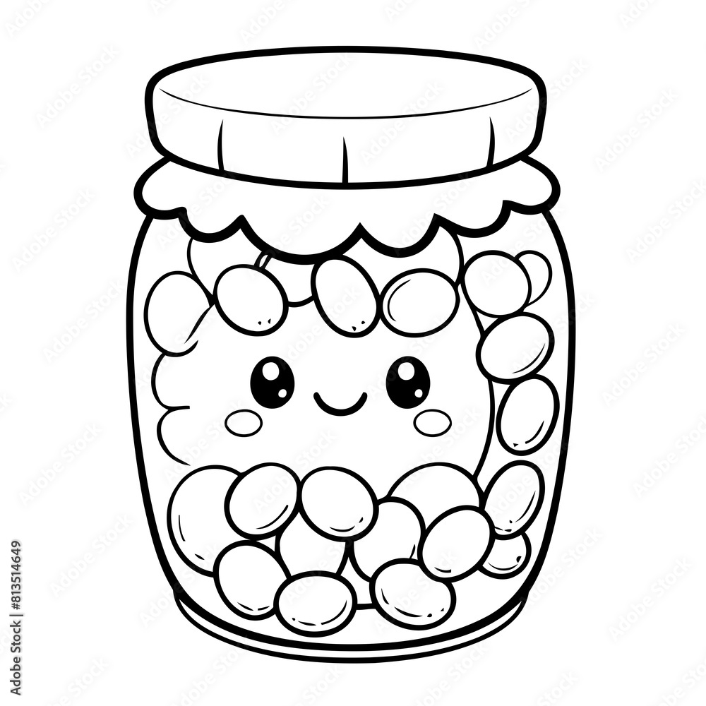 Cute vector illustration jellybean drawing for colouring page Cute vector illustration jellybean drawing for colouring page