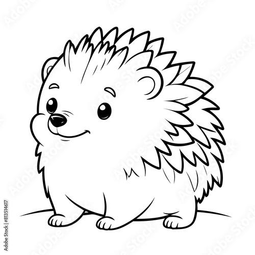 Simple vector illustration of hedgehog drawing for toddlers book