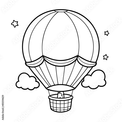 Cute vector illustration hotair hand drawn for kids coloring page