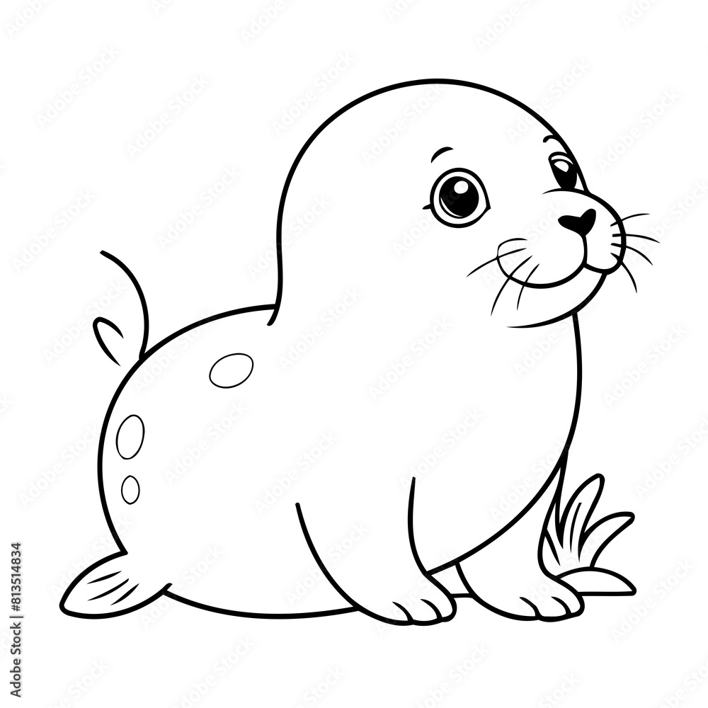 Vector illustration of a cute seal doodle for toddlers coloring activity Vector illustration of a cute seal doodle for toddlers coloring activity