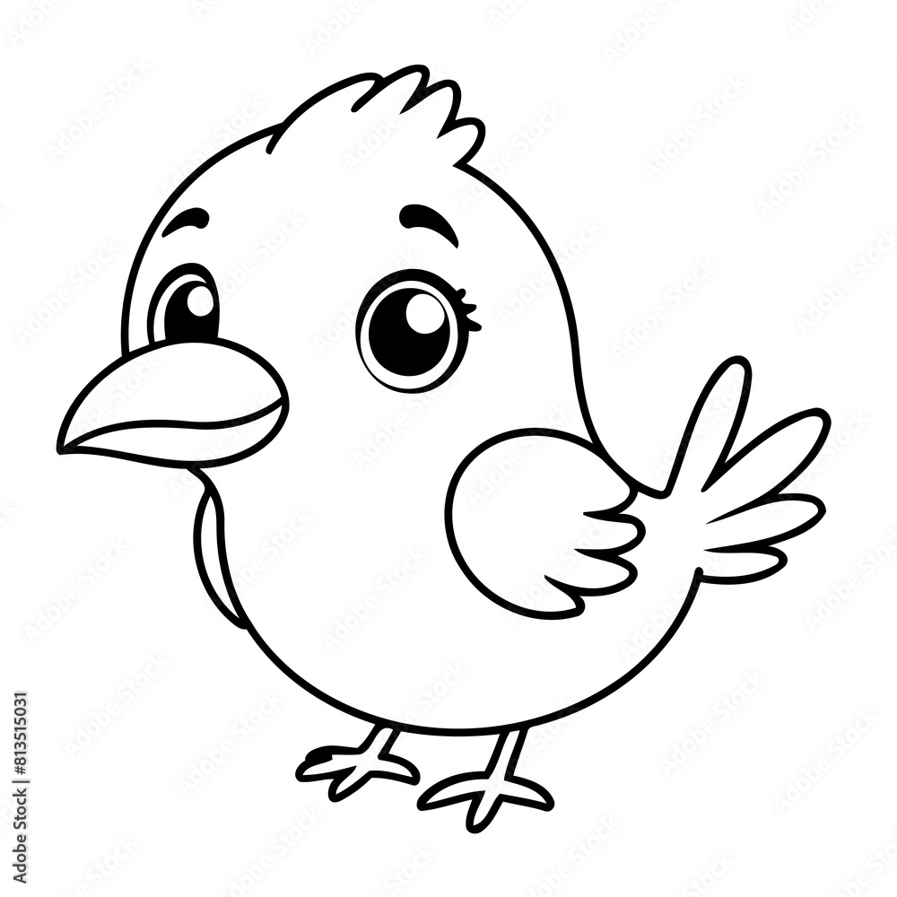 Vector illustration of a cute Bird doodle drawing for kids page Vector illustration of a cute Bird doodle drawing for kids page