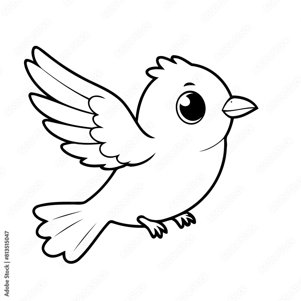 Fototapeta premium Simple vector illustration of Bird drawing for children page