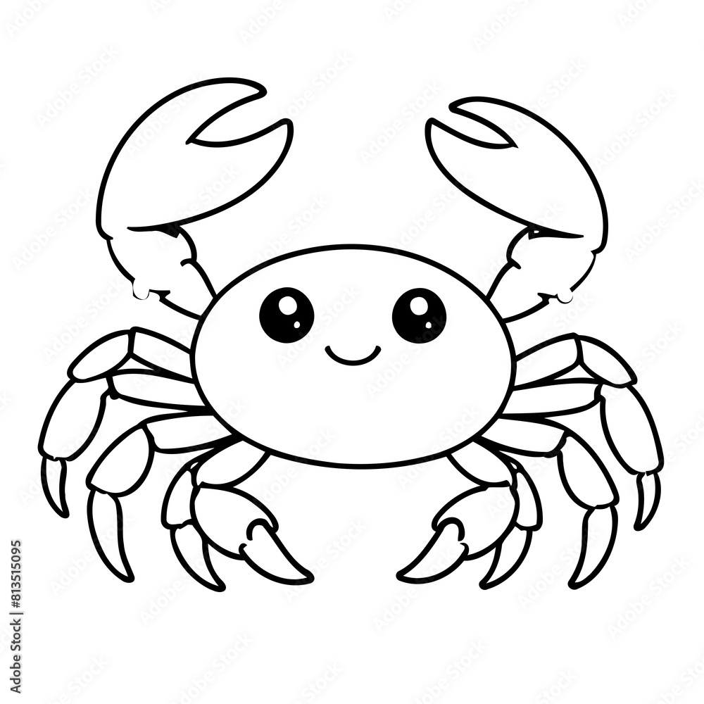 Fototapeta premium Cute vector illustration crab doodle for toddlers worksheet