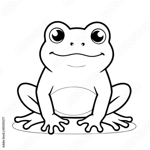 Cute vector illustration Frog for kids colouring worksheet