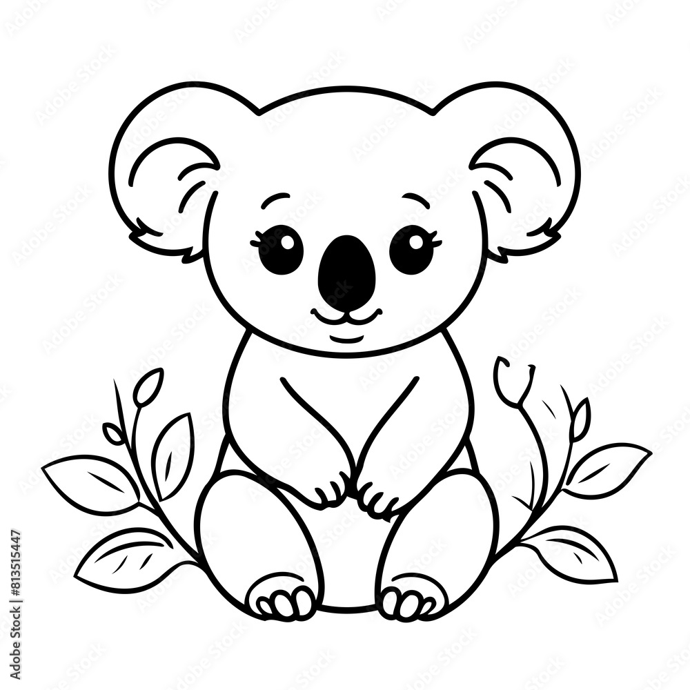 Naklejka premium Cute vector illustration koala for kids coloring activity page