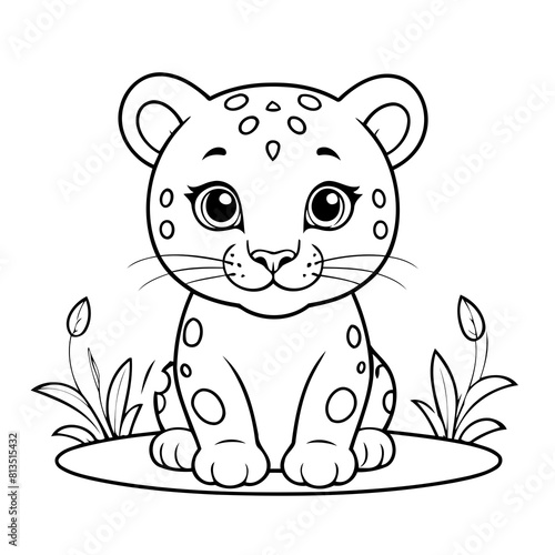Simple vector illustration of leopard for children colouring activity