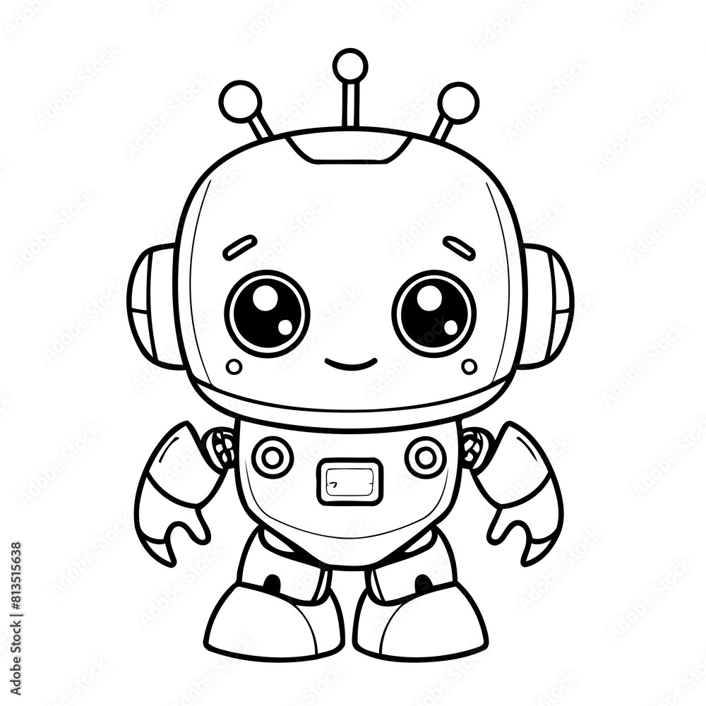 Simple vector illustration of Robot hand drawn for kids coloring page Simple vector illustration of Robot hand drawn for kids coloring page