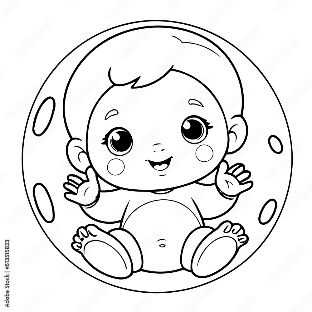Vector illustration of a cute baby drawing for kids colouring activity Vector illustration of a cute baby drawing for kids colouring activity