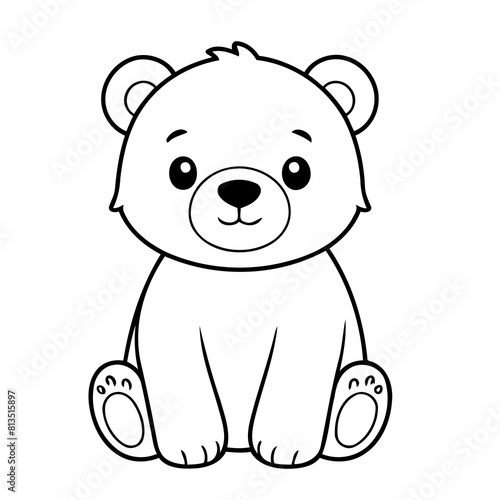 Simple vector illustration of bear hand drawn for kids page