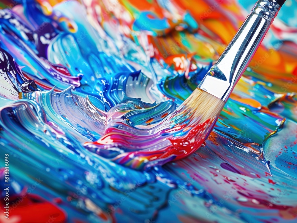 A painting with a brush in the middle of it A painting with a brush in the middle of it