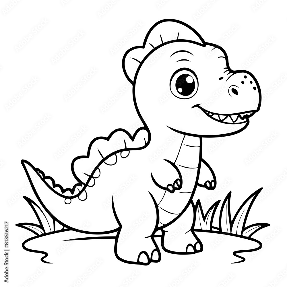 Simple vector illustration of dinosaur drawing for kids colouring activity Simple vector illustration of dinosaur drawing for kids colouring activity
