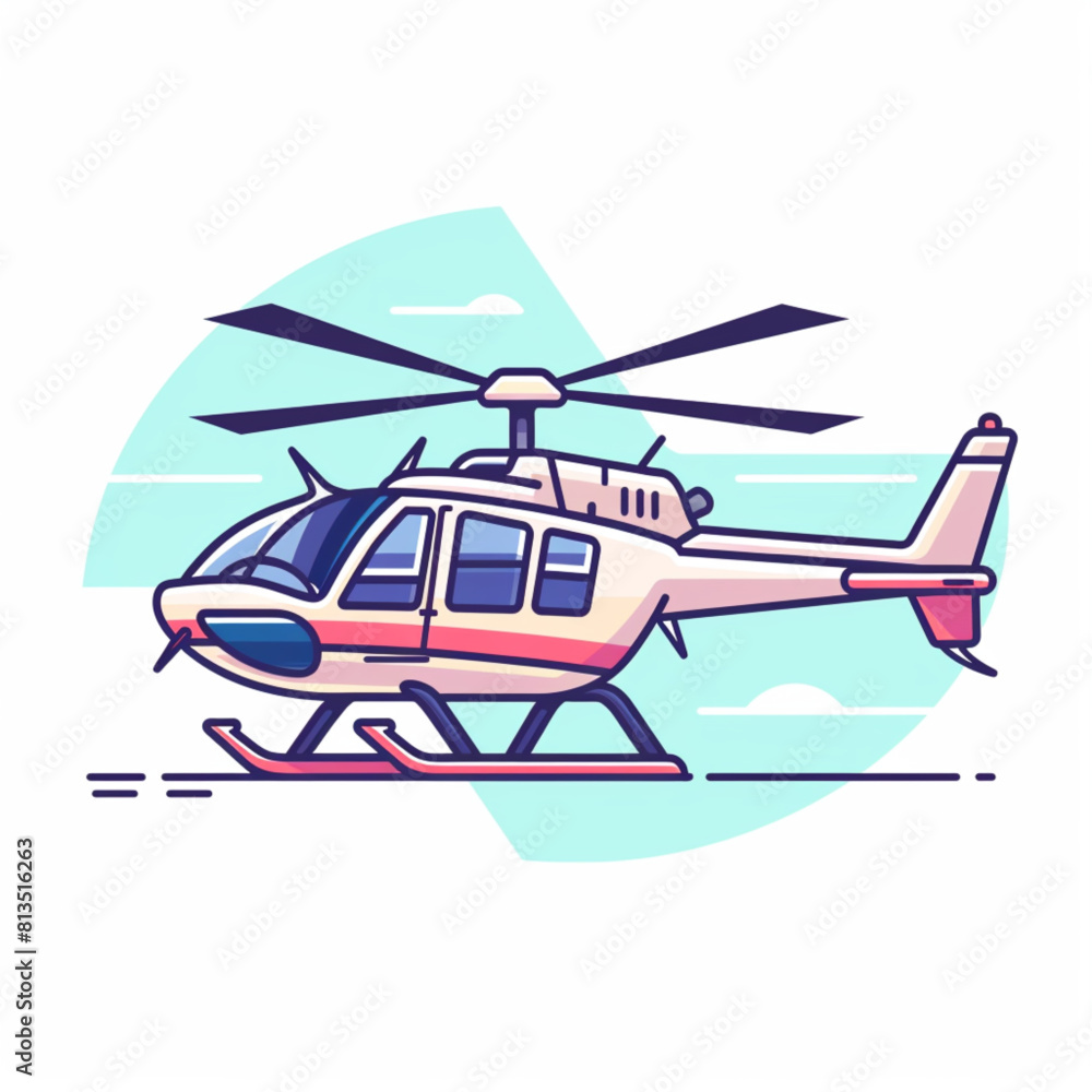 
Icon of a helicopter, a simple vector line drawing in pastel colors against a white background, colorful yet minimalistic with thin lines in the style of a modern flat design