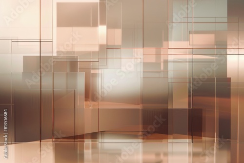 A wall of glass panels with a gold color