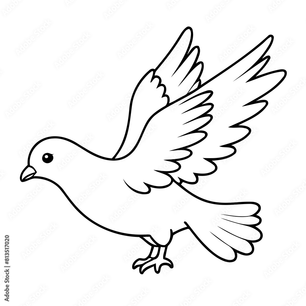 Obraz premium Vector illustration of a cute Pigeon drawing for toddlers colouring page