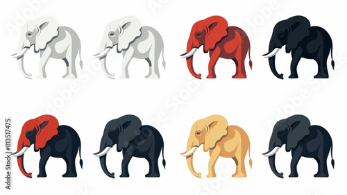 Republican party or GOP elephant flat vector icon for election apps and websites 3D avatars set vector icon, photo