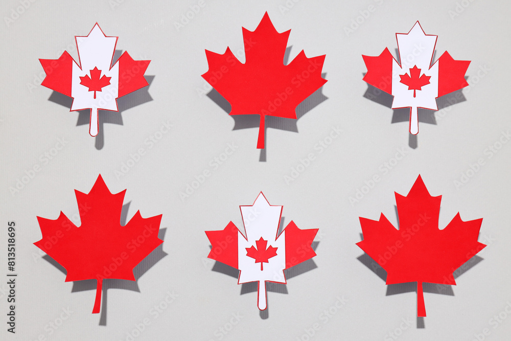 Decorative maple leaves on a light background Decorative maple leaves on a light background