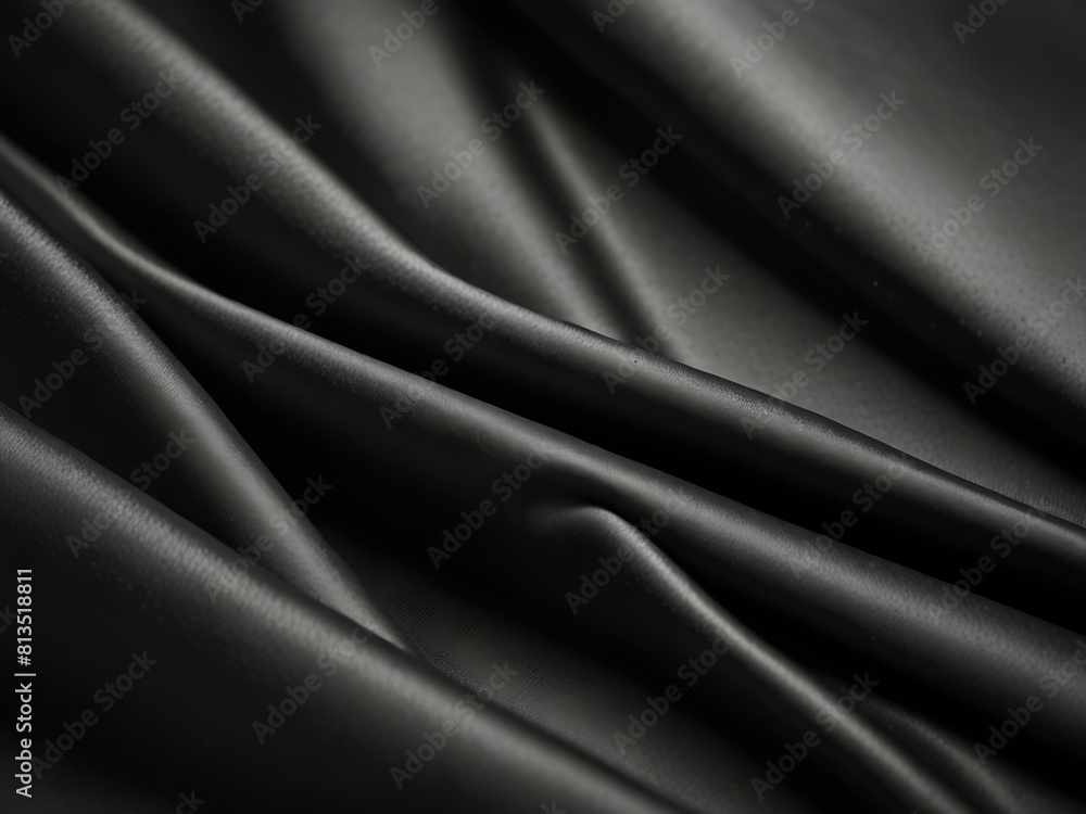 Fototapeta premium Abstract luxurious black silk texture satin for abstract background. Beautiful soft folds on the fabric. Generative AI.