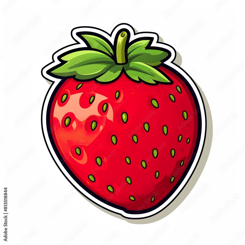 Obraz premium cartoon strawberry sticker