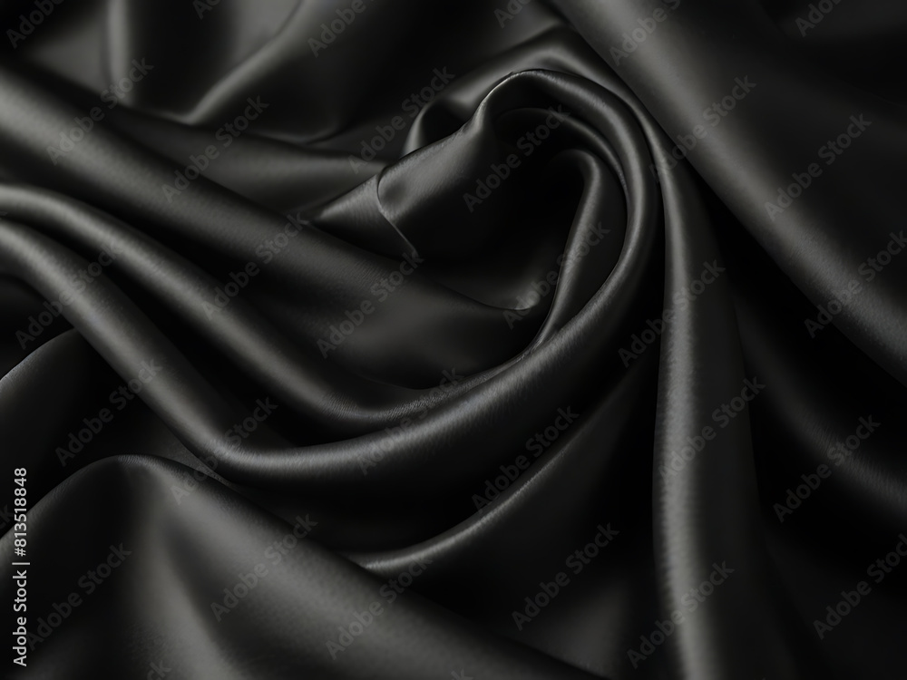 Abstract luxurious black silk texture satin for abstract background. Beautiful soft folds on the fabric. Generative AI. Abstract luxurious black silk texture satin for abstract background. Beautiful soft folds on the fabric. Generative AI.