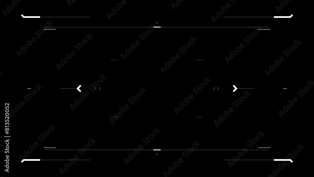 Futuristic glitched HUD aim. Cyberpunk style distorted HUD screen. Tech user interface hologram glitchy screen for game, movie, sci-fi, drone footage, VR. Overlay template. Cyber, tech concept.