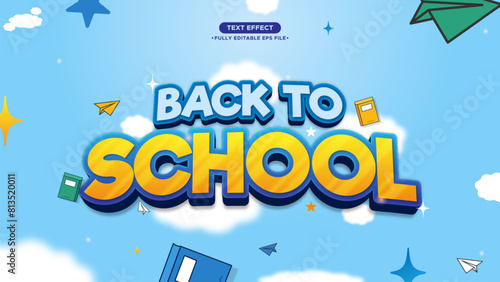 Back to School Banner, Background, and Text Effect. Funny and cheer style with cute element