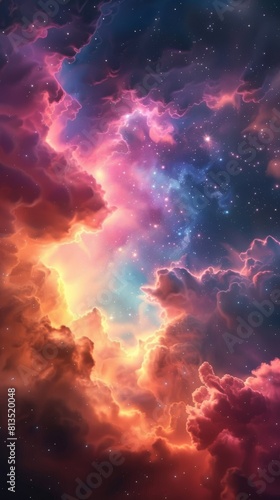 Vibrant Nebula with Stars: Cosmic Fantasy © Kamil