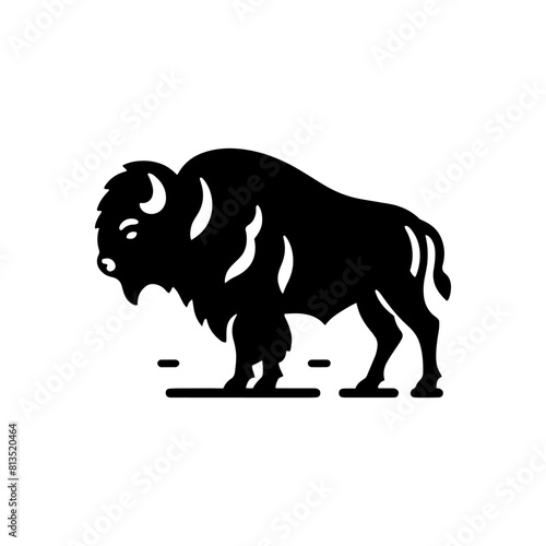 Minimalist Bison Silhouette- Immortalized in Dynamic Vector Depictions of Wild Majesty- Bison Vector- Bison Illustration.