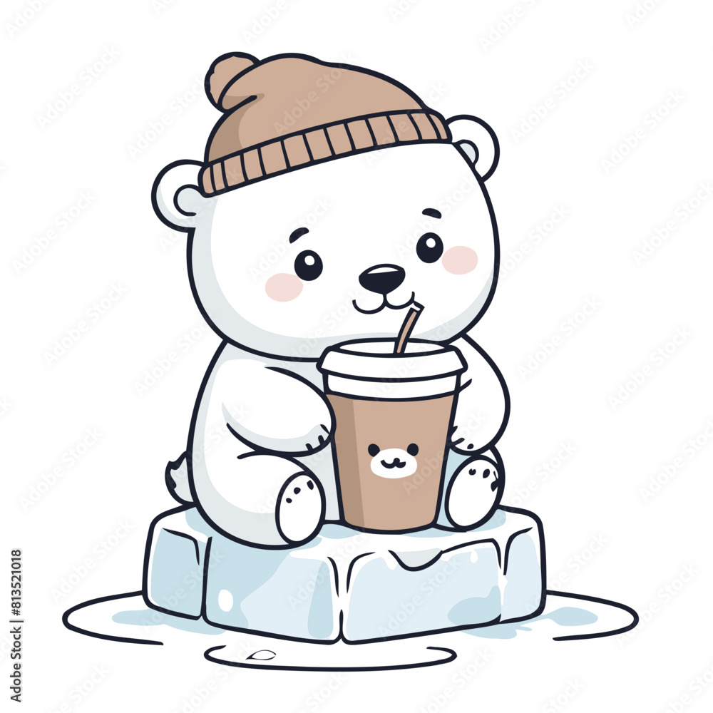 Vector illustration of a cute Polarbear for toddlers books Vector illustration of a cute Polarbear for toddlers books