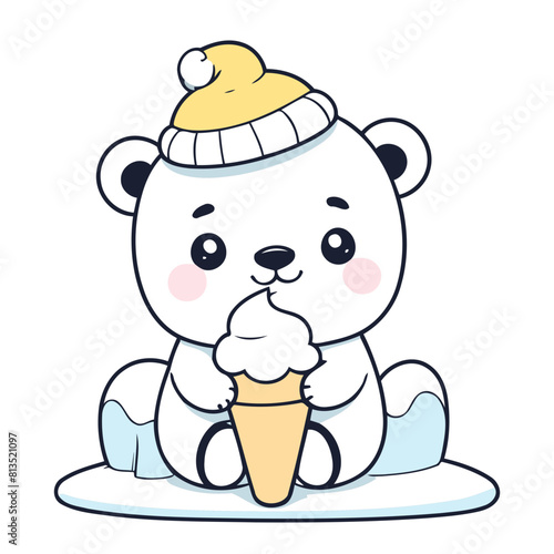 Cute vector illustration of a Polarbear for youngsters' picture books