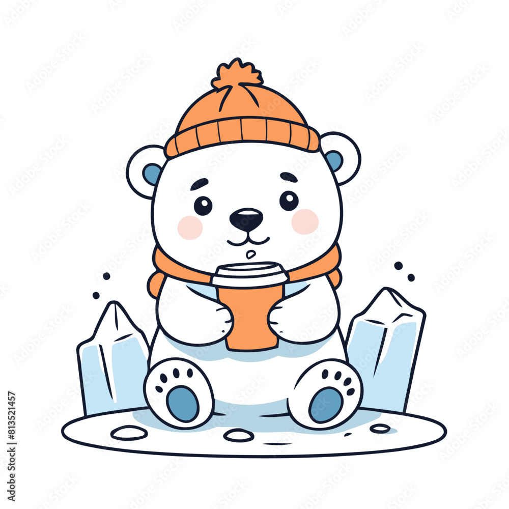 Obraz premium Cute Polarbear for early readers' adventure books vector illustration