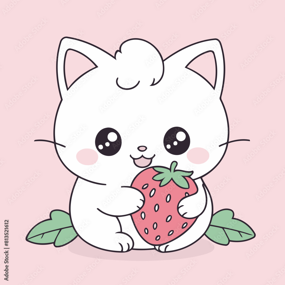 Fototapeta premium Cute Kitten for children book vector illustration