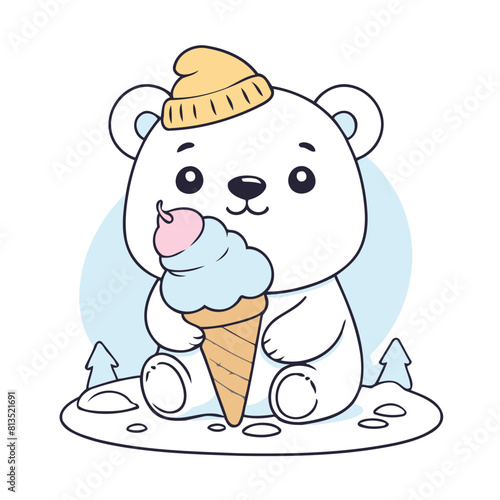 Cute Polarbear for preschoolers' storybook vector illustration