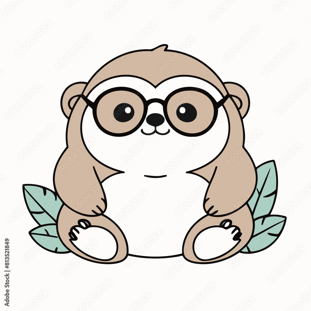 Naklejka premium Vector illustration of a cute Sloth for toddlers