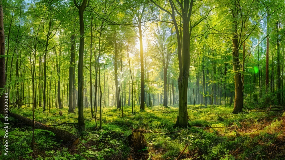 Obraz premium Sunlit Forest Landscape