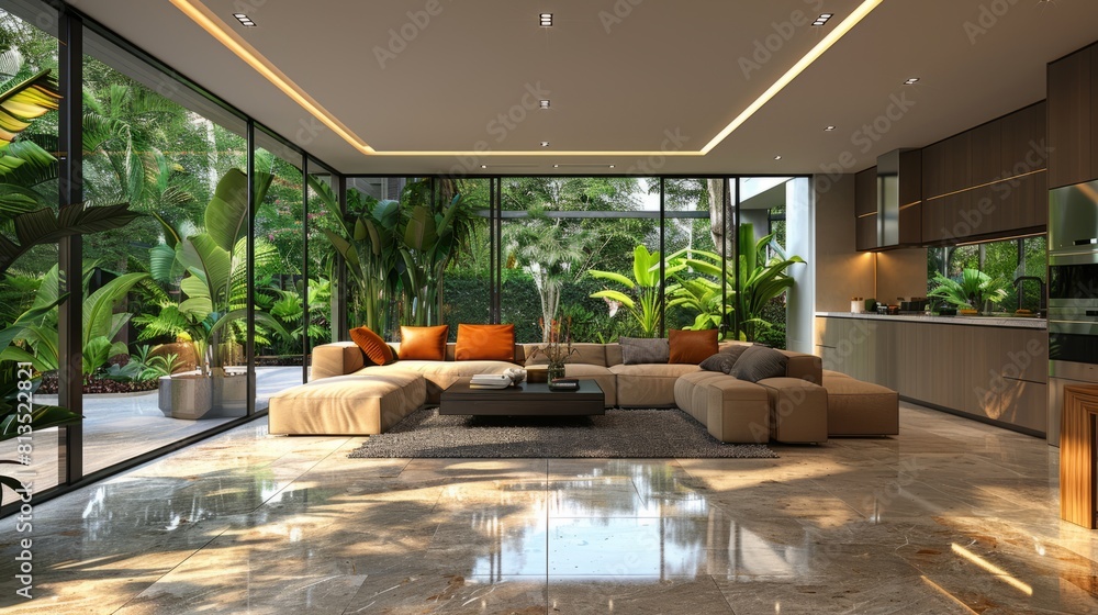 Fototapeta premium Modern residential, hotel, and homestay interior spaces