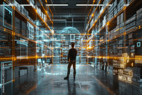 Futuristic Data Warehouse with Digital Interface © Alberto Gonzalez 