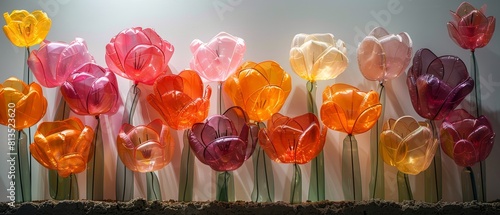 A bouquet of tulips made from recycled plastic. #813523620