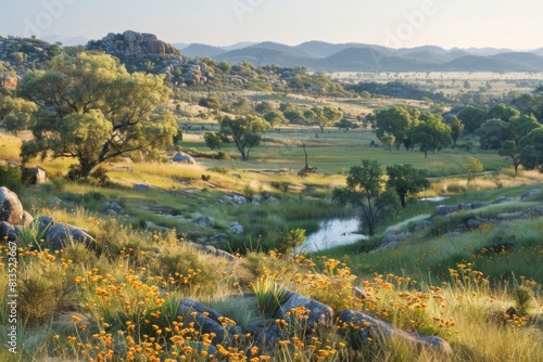 Wallpaper Mural Desert Mountains with Blooming Wildflowers Torontodigital.ca