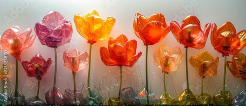 A bouquet of tulips made from recycled plastic. #813523815