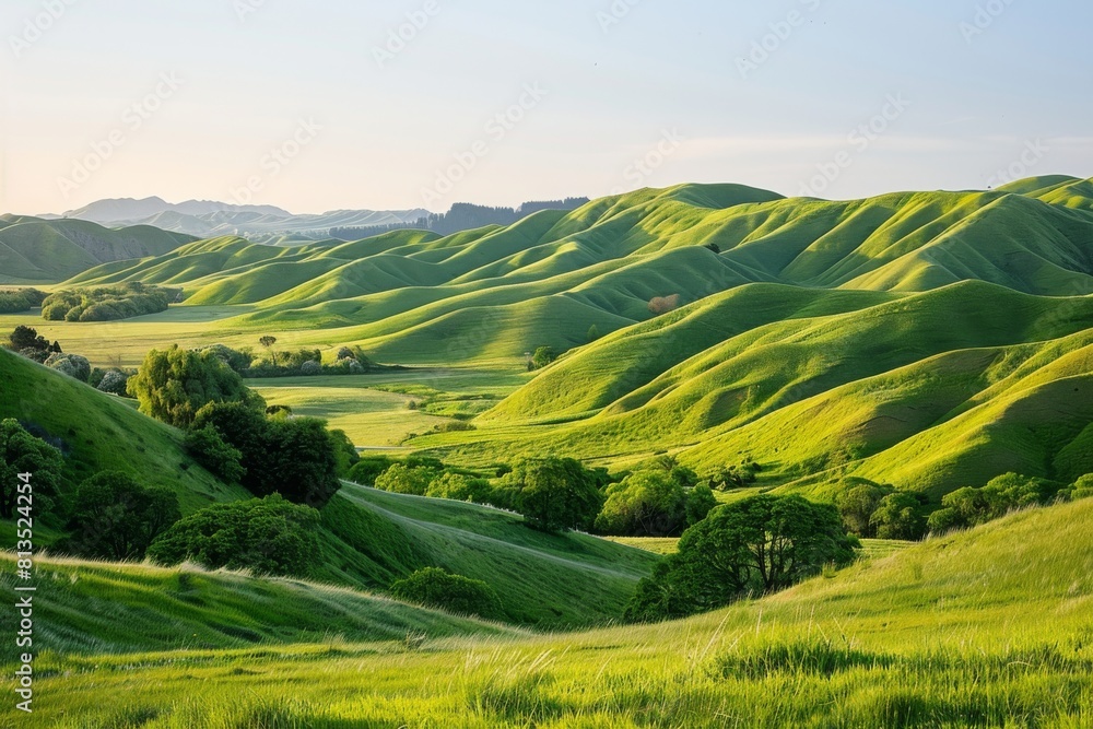 Lush Green Hills in Soft Morning Light Lush Green Hills in Soft Morning Light