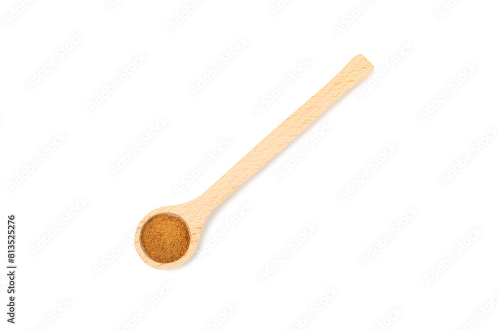 Cinnamon powder isolated on white background. Spicy spice for baking, desserts and drinks. Fragrant ground cinnamon. Cinnamon powder isolated on white background. Spicy spice for baking, desserts and drinks. Fragrant ground cinnamon.