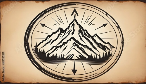 A mountain icon with a compass rose indicating dir upscaled 3 1 photo