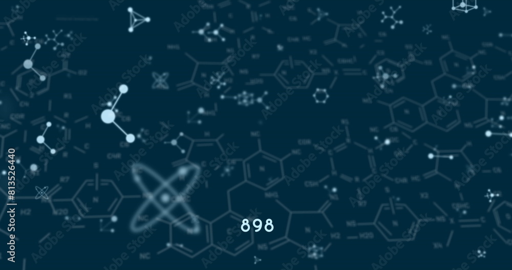 Obraz premium Image of molecules and chemical formula on black background