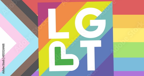 Image of lgbt text over rainbow background © vectorfusionart