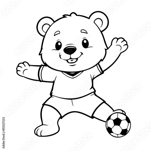 Cute vector illustration bear drawing for colouring page