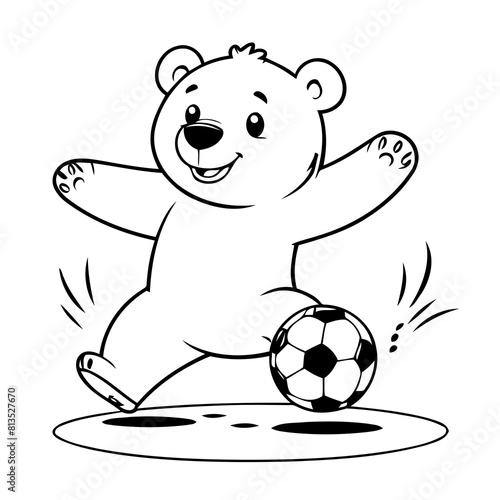 Simple vector illustration of Polarbear drawing for toddlers colouring page